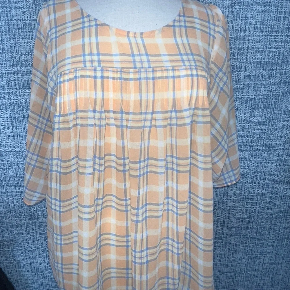 Plaid Sheer Blouse Michael Kors